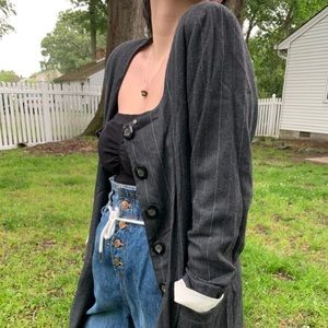 Vintage Express Button Up Pinstripe Overcoat